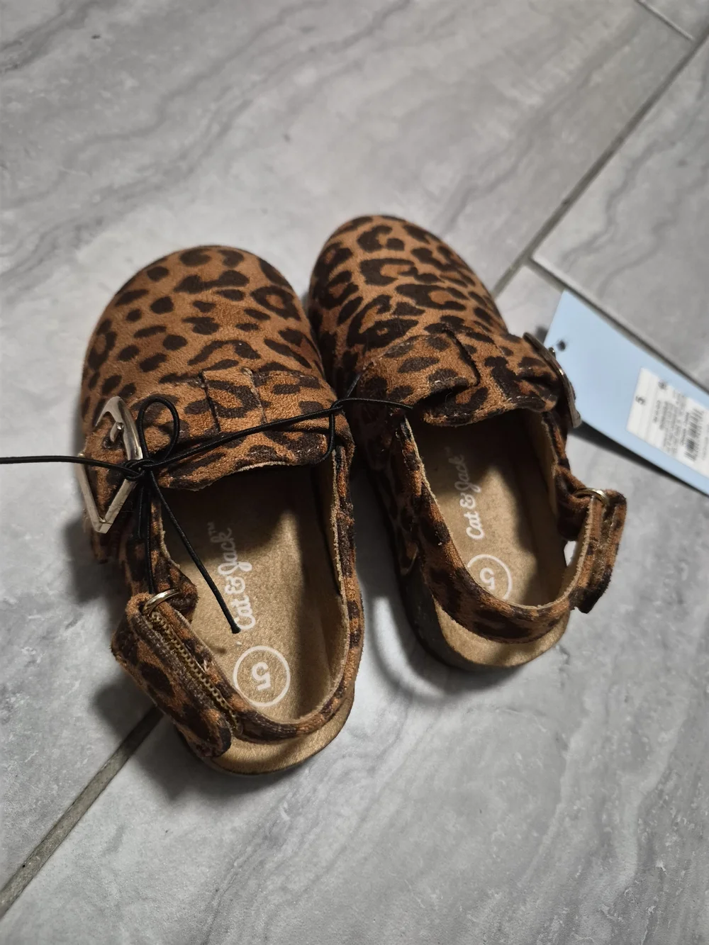 Cat & Jack Leopard Print Mary Jane Sandals - Brown & Black SZ 5